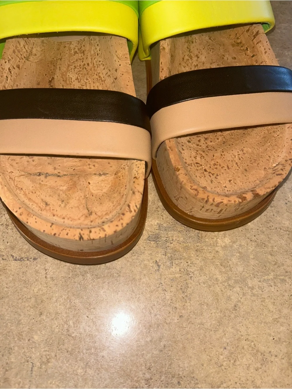 Gabriela Hearst Shoes -“Striker Leather Platform Sandals” green/tan/black/yellow